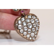 Natural rose cut diamond pendant with vintage design, elegant handmade fine jewelry necklace for women gift