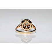 Unique lab grown diamond engagement ring with cushion cut stone in modern gold design