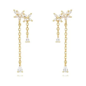 Marquise Cut Floral Dangling Earring