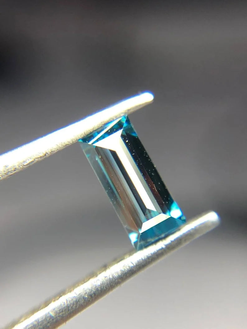 0.42Ct Baguette Cut Blue Lab Grown Diamond