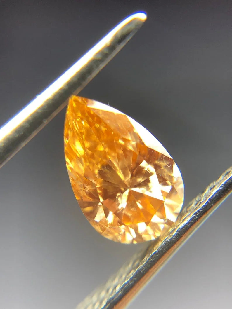 0.48Ct Pear Cut Yellow Lab Grown Diamond