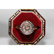 Unique lab grown diamond engagement ring with cushion cut stone in modern gold design