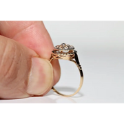 Unique lab grown diamond engagement ring with cushion cut stone in modern gold design