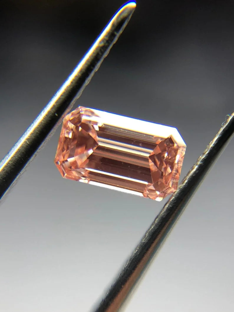0.65Ct Pink Emerald Cut Lab Created Diamond
