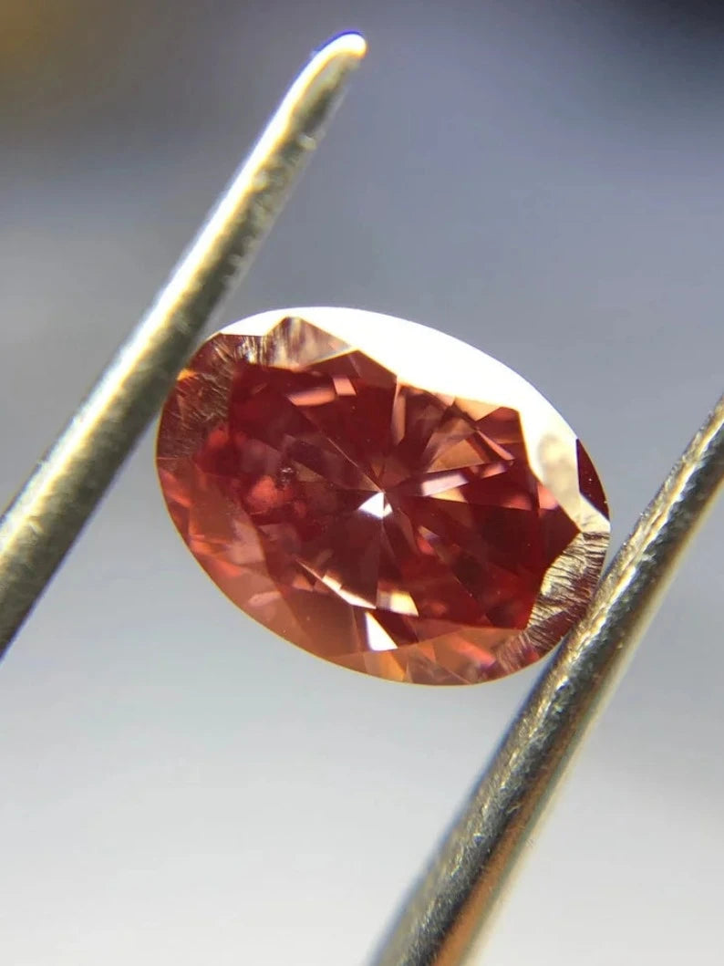 0.72Ct Pink Oval Cut Lab Grown Diamond