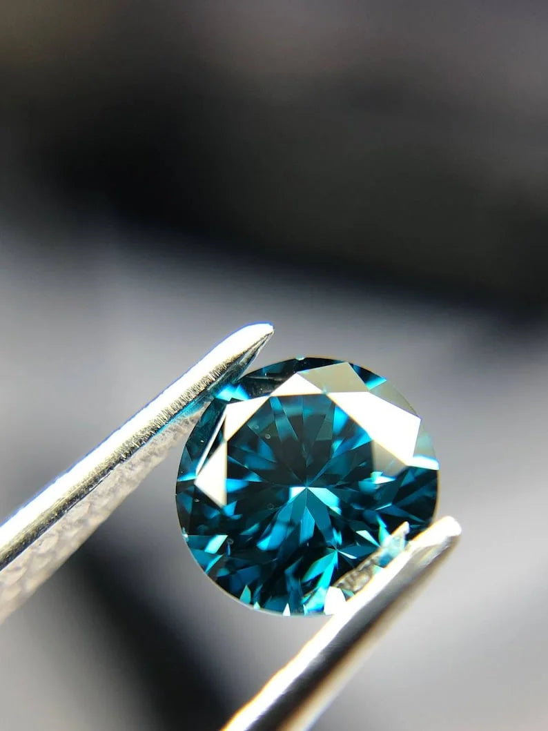0.45Ct Blue Round Cut Lab Created Diamond