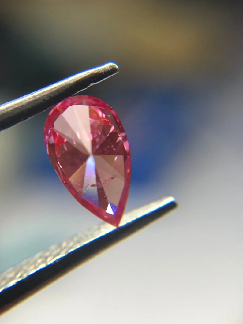 0.44Ct Pink Lab Created Pear Diamond