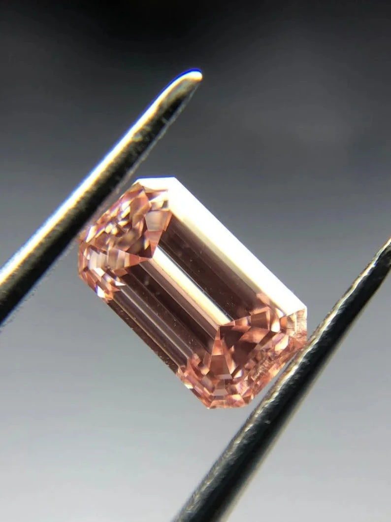 0.65Ct Pink Emerald Cut Lab Created Diamond