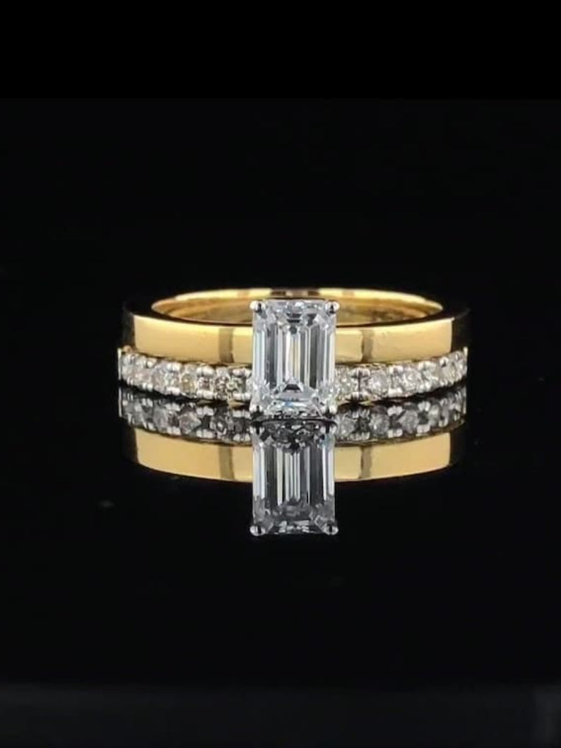Emerald Cut Moissanite Sustainable Ring