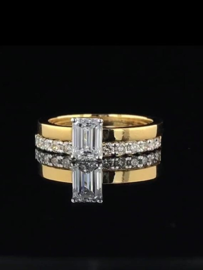 Emerald Cut Moissanite Sustainable Ring