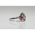Premium lab created gemstone ring with opal center and radiant white diamond accents