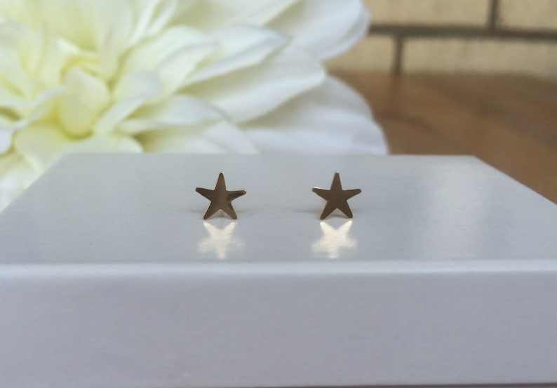 Tiny Star Stud Earrings, 14k Gold Stud Earrings, Yellow Gold Plated Star Earring, Dainty Earrings,Gift - Jay Amar Gems