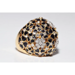 Elegant lab created gemstone ring with blue sapphire center and sparkling white diamonds