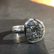 5.60 Ct blue rough diamond ring with raw luxury jewelry styling raw natural brilliance