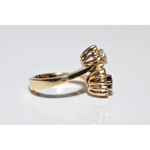 Unique lab created gemstone ring with topaz center stone and white diamond details