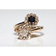 Unique lab created gemstone ring with topaz center stone and white diamond details