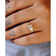 3.58 Ct Round & Cushion Cut Lab Grown Diamond Trilogy Ring - Bezel Wedding Ring