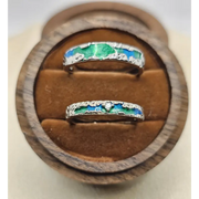 Couple rings set with gemstones, unique colorful design for every love story.