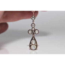 2.50 ct natural rose cut diamond pendant with vintage design in fine handcrafted jewelry