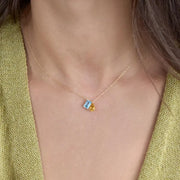 1.31 Ct Genuine Blue and Yellow Diamond Necklace Delicate Luxury Pendant Fine Jewelry for Women