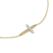 0.60 ct lab grown diamond bracelet for women featuring round brilliant stones in a gold setting.