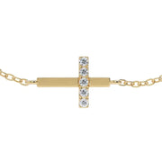 0.60 ct lab grown diamond bracelet for women featuring round brilliant stones in a gold setting.