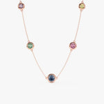 0.67 Ct genuine Multicolour gemstone pendant necklace with soft blue hue and elegant design, ideal for delicate fine jewelry and everyday styling