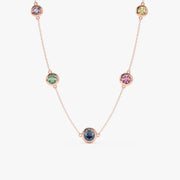 0.67 Ct genuine Multicolour gemstone pendant necklace with soft blue hue and elegant design, ideal for delicate fine jewelry and everyday styling