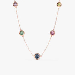 0.67 Ct genuine Multicolour gemstone pendant necklace with soft blue hue and elegant design, ideal for delicate fine jewelry and everyday styling