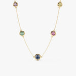 0.67 Ct genuine Multicolour gemstone pendant necklace with soft blue hue and elegant design, ideal for delicate fine jewelry and everyday styling