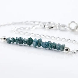 6.49 Ct blue rough diamond 2 to 3 mm bracelet with raw gemstone styling