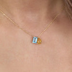 1.31 Ct Genuine Blue and Yellow Diamond Necklace Delicate Luxury Pendant Fine Jewelry for Women