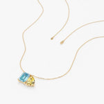 1.31 Ct Genuine Blue and Yellow Diamond Necklace Delicate Luxury Pendant Fine Jewelry for Women