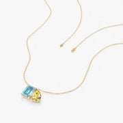 1.31 Ct Genuine Blue and Yellow Diamond Necklace Delicate Luxury Pendant Fine Jewelry for Women