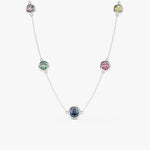 0.67 Ct genuine Multicolour gemstone pendant necklace with soft blue hue and elegant design, ideal for delicate fine jewelry and everyday styling