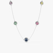 0.67 Ct genuine Multicolour gemstone pendant necklace with soft blue hue and elegant design, ideal for delicate fine jewelry and everyday styling