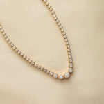 8.69 ct lab grown diamond tennis necklace with brilliant sparkling diamonds in a classic elegant fine jewelry design
