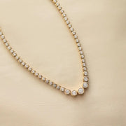 8.69 ct lab grown diamond tennis necklace with brilliant sparkling diamonds in a classic elegant fine jewelry design