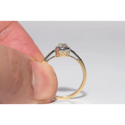 Premium lab grown ring round diamond solitaire in gold setting with elegant and classic look