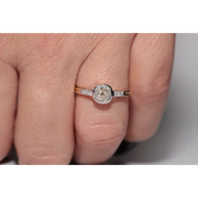 Premium lab grown ring round diamond solitaire in gold setting with elegant and classic look