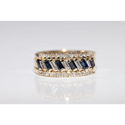 Luxury lab created gemstone ring with emerald cut green stone and diamond accents