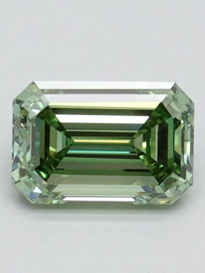 0.71 CT Fancy Intense Green Emerald Cut Loose CVD Diamond