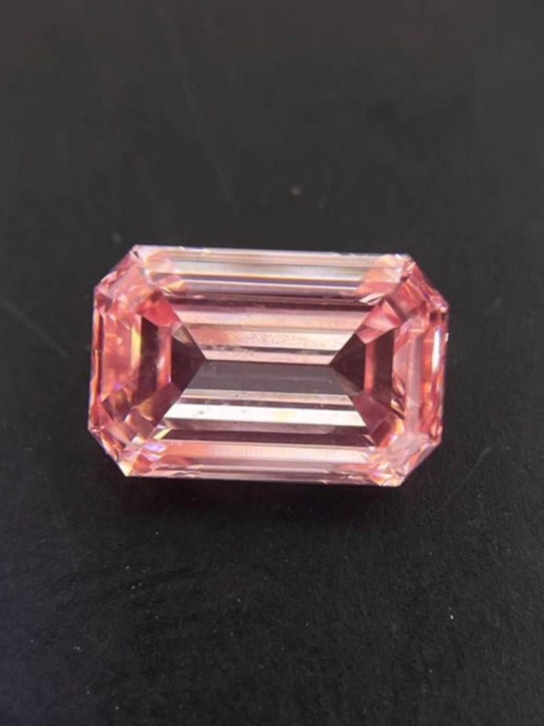 0.74 Ct Emerald Cut Fancy Pink Lab Grown Diamond