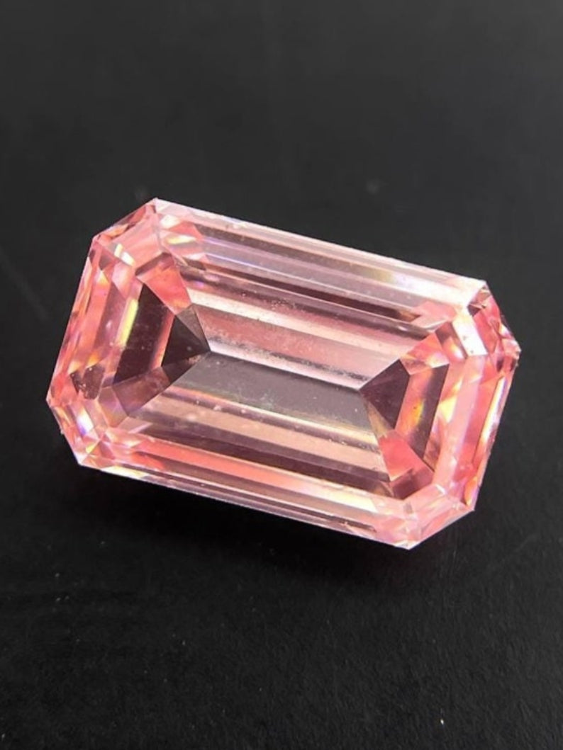 0.74 Ct Emerald Cut Fancy Pink Lab Grown Diamond