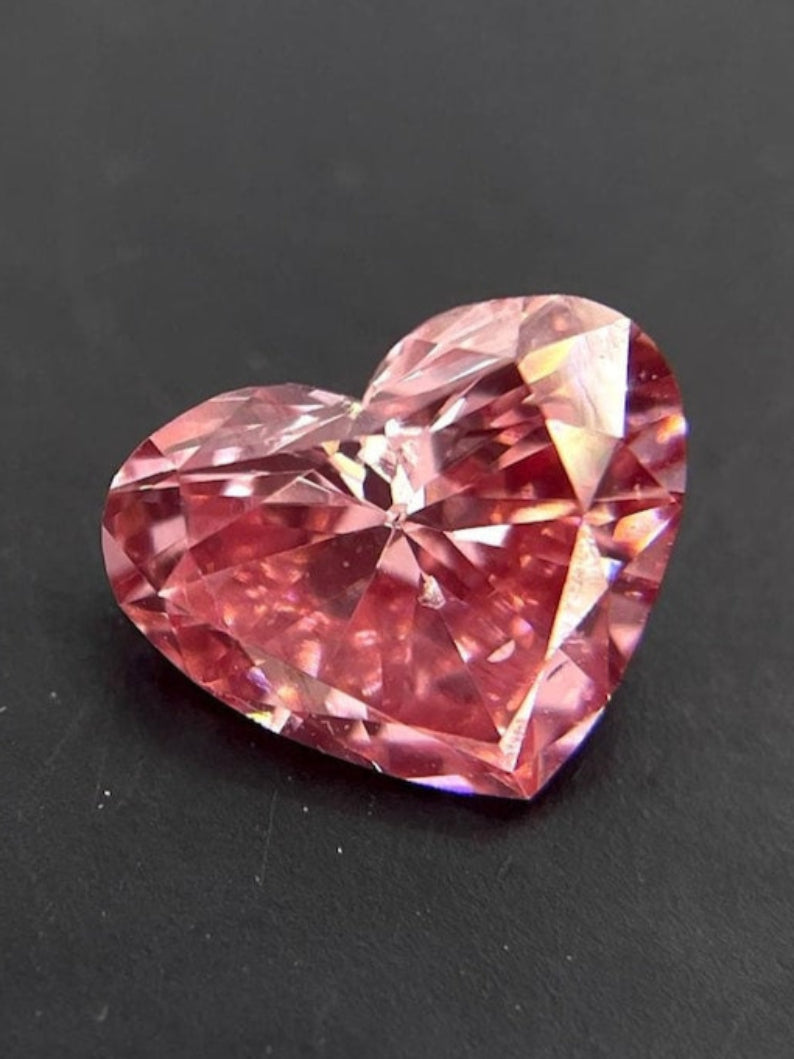 0.65 CT Heart Shape Fancy Pink Lab Grown Diamond