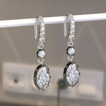 3.4 Ct oval-round lab grown diamond earrings delicate dangle style perfect for everyday luxury jewelry wear