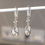 3.4 Ct oval-round lab grown diamond earrings delicate dangle style perfect for everyday luxury jewelry wear