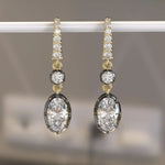 3.4 Ct oval-round lab grown diamond earrings delicate dangle style perfect for everyday luxury jewelry wear