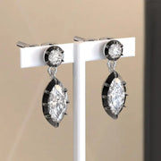 3.00 Ct Lab Grown Diamond Earrings Marquise-Round Cut Sparkling Statement Bridal Jewelry