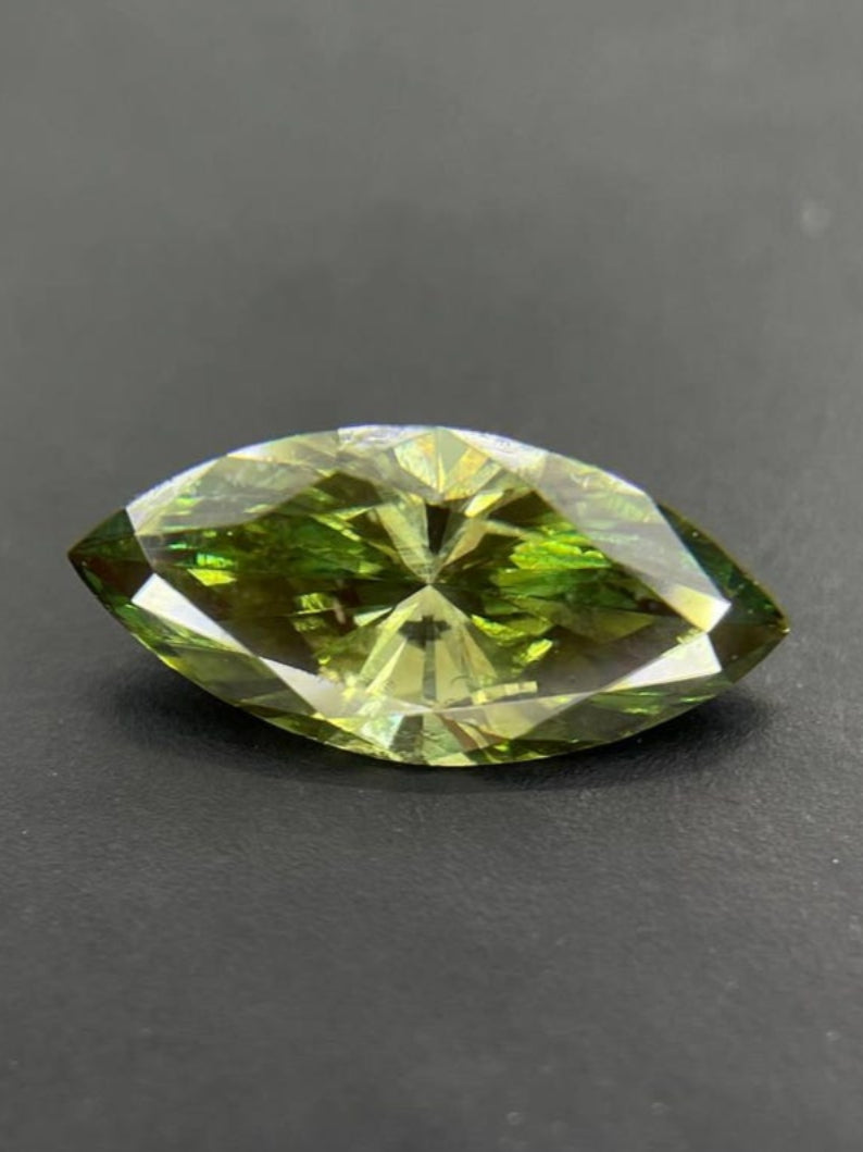 0.56 Carat Marquise Cut Parrot Green Lab Grown Diamond